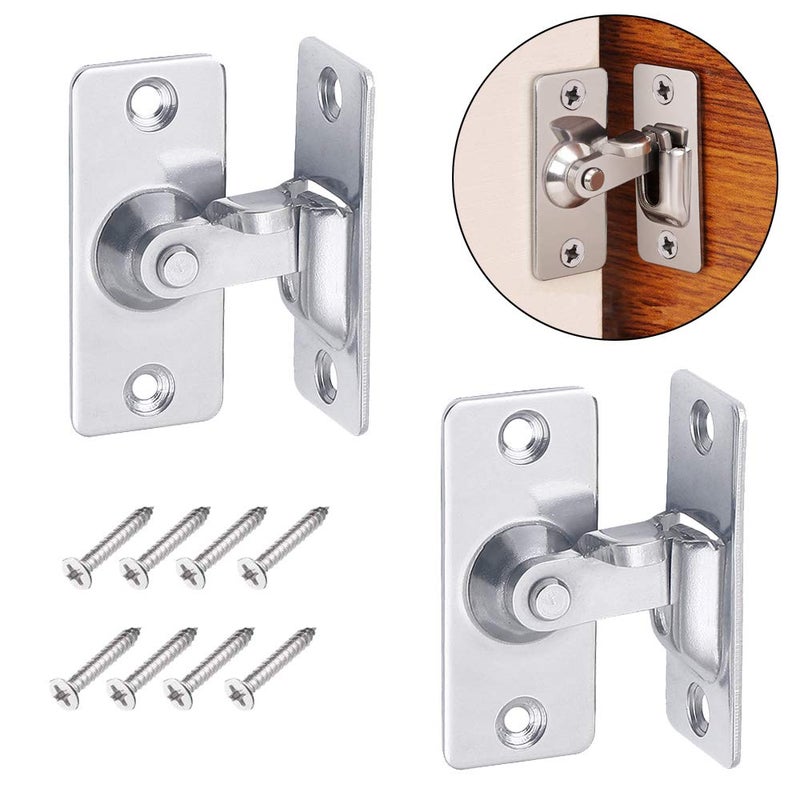 Alamic 90 Degree Door Lock 1-3/4" Right Angle Door Latch Bolt Stainless Steel Sliding Door Lackock Latch Hasp for Door Window Closet Barn Door Lock - 2 Pack - Image 1